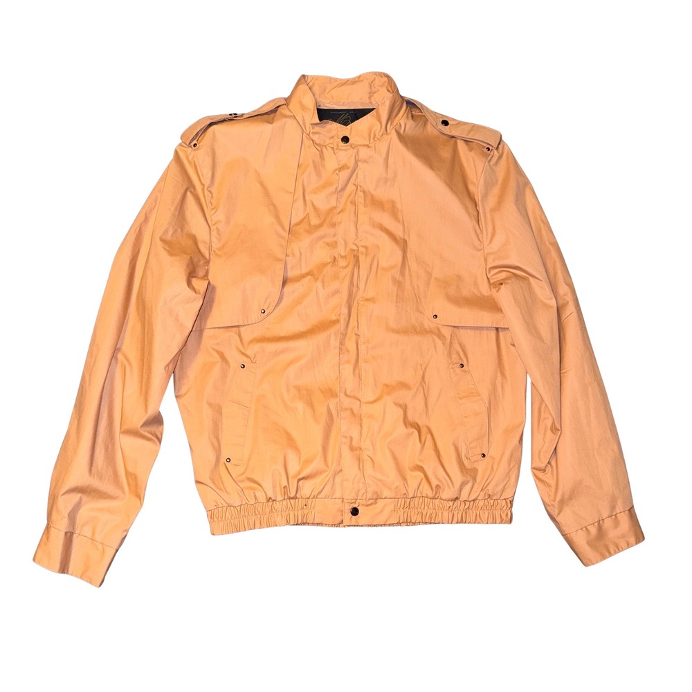 Vtg Montgomery Ward Neutral Tan Bomber Jacket Mens Large 42-44 80s Zip Up NWT